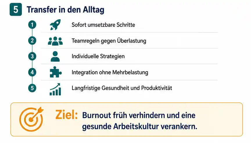 Burnout Prävention Workshop: Transfer in den Alltag