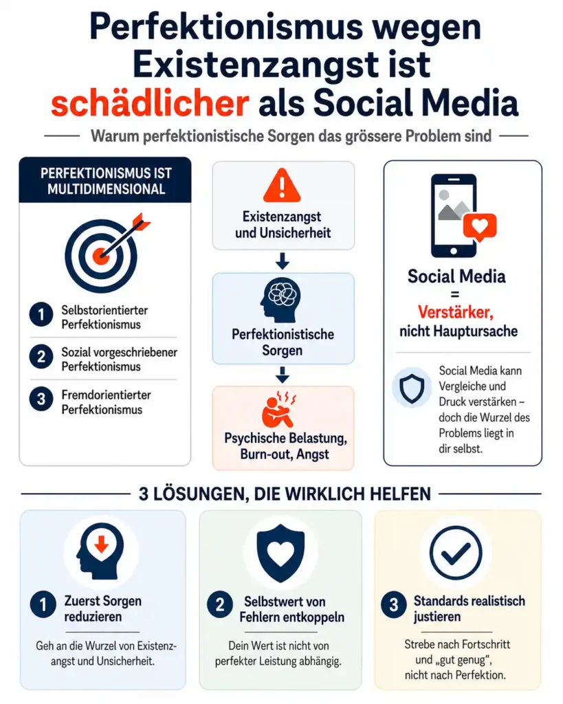 Perfektionismus wegen Existenzangst ist schädlicher als Social Media - Infographik